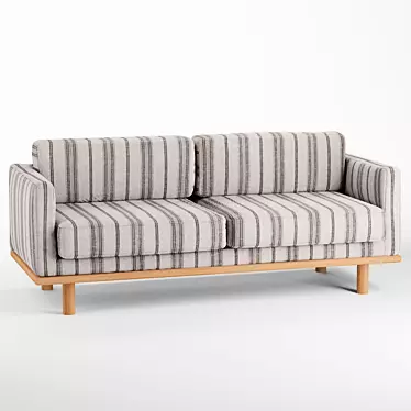 Quinn Striped Sofa: Boho-Classic Elegance 3D model image 1 