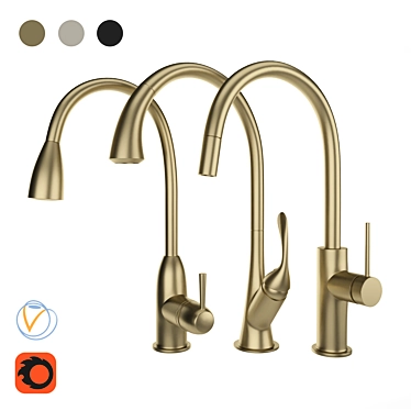 Modern Delta Faucet Set 3D model image 1 