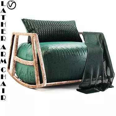 Luxury Blue Leather Armchair 3D model image 1 