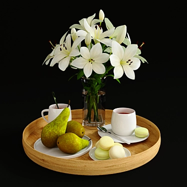 Breakfast set with coffee and macaroons