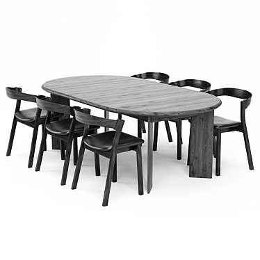 Bevel Extendable Dining Table 3D model image 1 