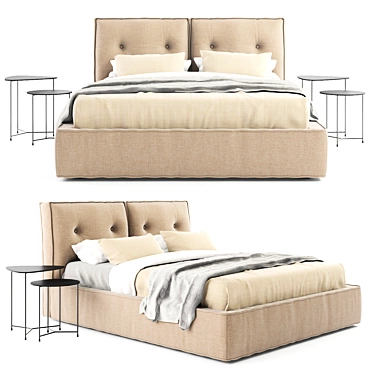 Elegant Donatello Bed with Air Bedside Tables 3D model image 1 