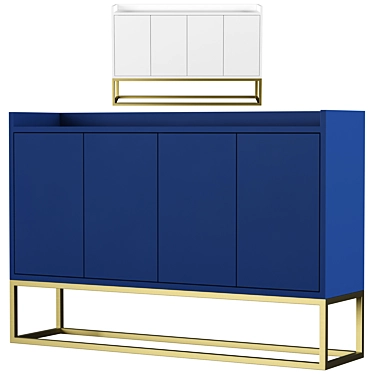 Modern White and Blue Buffet Sideboard 3D model image 1 