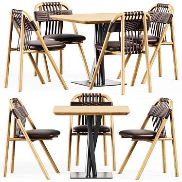 Niels Dining Set: TrabA Table & Very Wood Chair 3D model image 1 