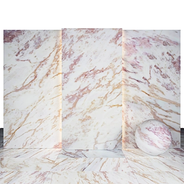 Pink Yellow Marble Slabs & Tiles 3D model image 1 