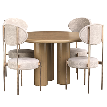 Elegant Travertine Dining Table 3D model image 1 