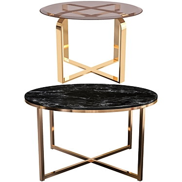 Sleek Round Black Marble Coffee Table 3D model image 1 