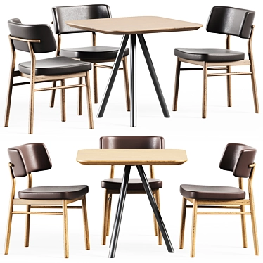 Modern Aky Contract S80 Table & Marlen Wooden Chair 3D model image 1 