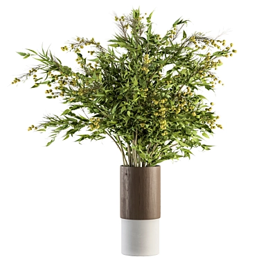 Green Branch Bouquet in Vase 3D model image 1 