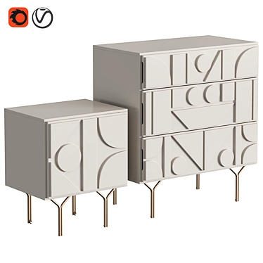 Modern Sideboard and Chest of Drawers Set (Elgo/Pictograph) 3D model image 1 