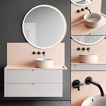 Fiora Synergy Wall-Mounted Vanity 3D model image 1 