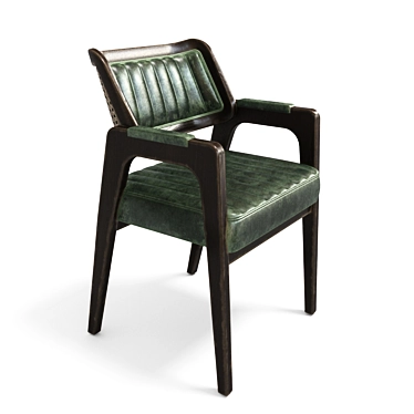 Rustic Leather and Rattan Chair 3D model image 1 
