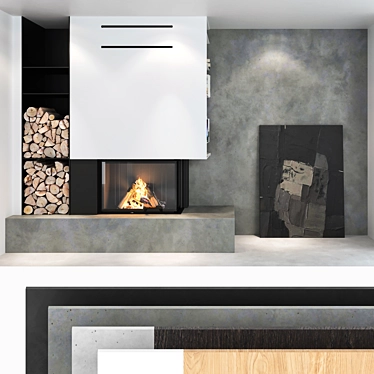 Decorative Wall Fireplace Set 3D model image 1 