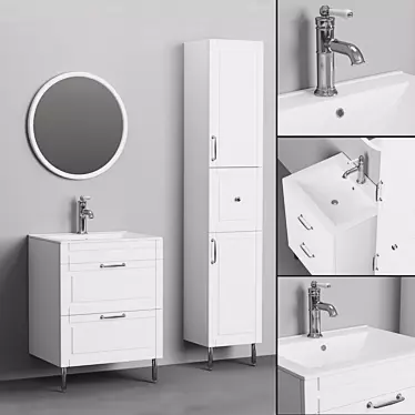 Oxford 60 - Elegant Retro-Style Bathroom Set 3D model image 1 