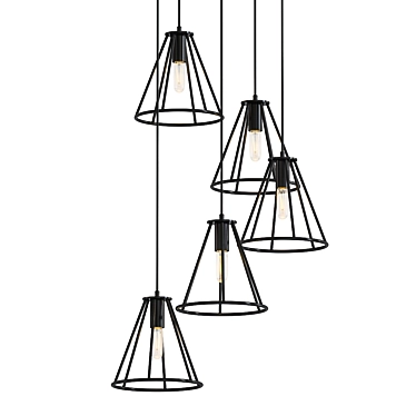 Caged Cone Multi-Light Pendant 3D model image 1 