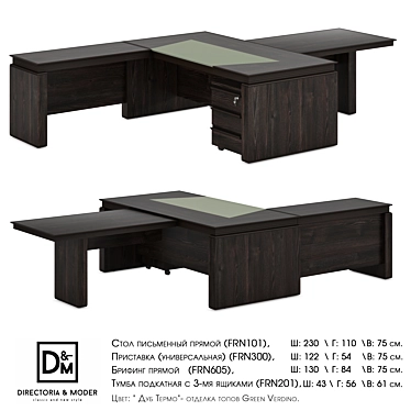 Franklin Office Set: Straight Table, Attachment, Briefing, Mobile Curbstone 3D model image 1 