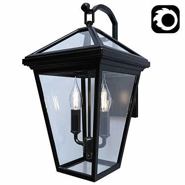 Sleek Black Outdoor Wall Light 3D model image 1 