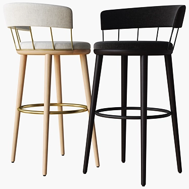 Meru L Bar Stool: Sleek Design, Comfort & Durability! 3D model image 1 