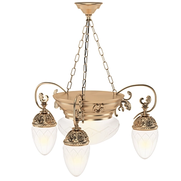 Empire Style Hanging Chandelier: 3-Arm Elegance 3D model image 1 