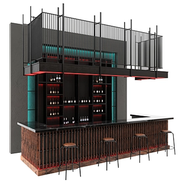 Rustic Loft Bar Design 3D model image 1 