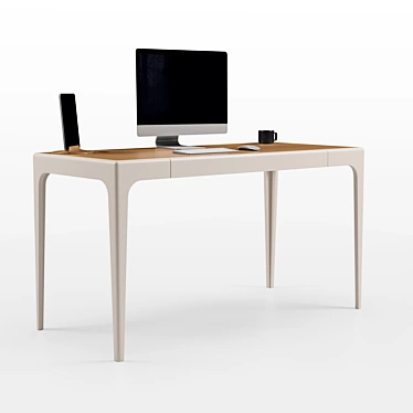 Modern Solid Oak Desk 3D model image 1 