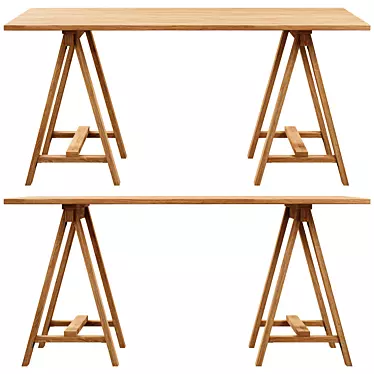 Title: Eco Wood Desk with Triangular Legs 3D model image 1 