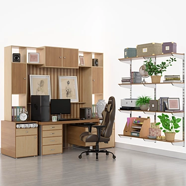 Modern Office Objects Set 3D model image 1 