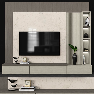 Sleek TV Wall Set: Modernize Your Entertainment Space 3D model image 1 