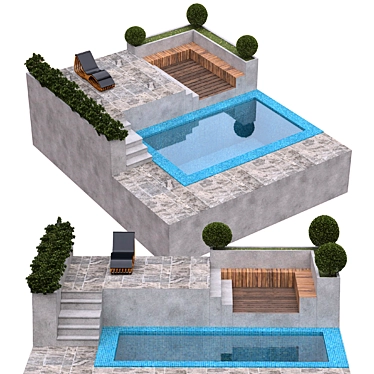 Eco Oasis Pool with Waterfall 3D model image 1 