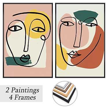 Gallery Bliss: Set of 2 Wall Paintings 3D model image 1 