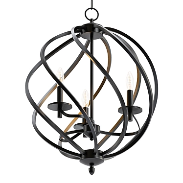 Swirled Bronze Foyer Chandelier 3D model image 1 