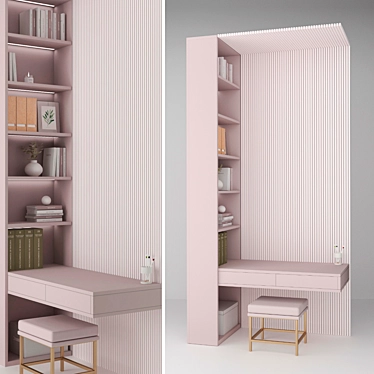 Modern Work Table with Cabinet 3D model image 1 