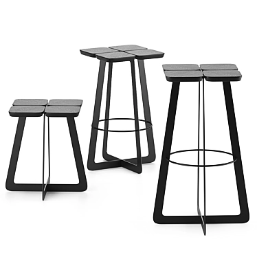 Sleek STERN Stools: Minimalist Chic 3D model image 1 