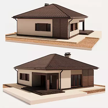 Cozy Cottage: Low-Poly House Model 3D model image 1 