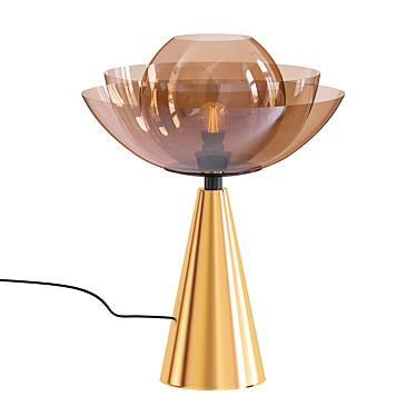 Elegant Lotus Brass Table Lamp 3D model image 1 