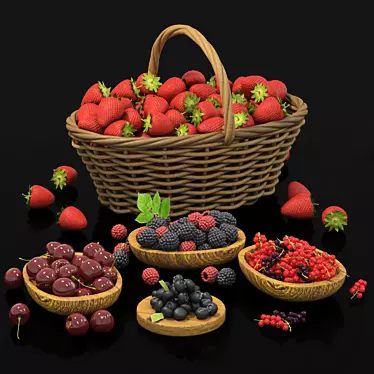 Juicy Summer Berry Arrangement 3D model image 1 