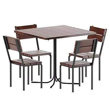 Industrial Loft Dining Set 3D model image 1 