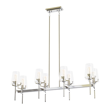 Modern Polished Nickel Kitchen Island Chandelier 3D model image 1 