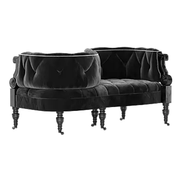 Modern Black Velvet Sofa 3D model image 1 