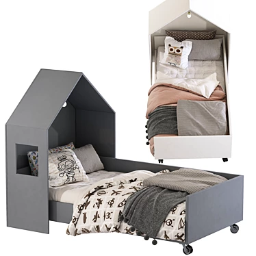 Cozy House Kids Bed 3D model image 1 