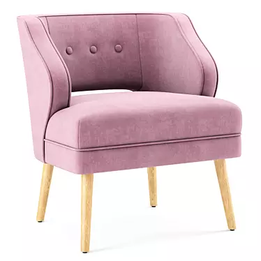 Velvet Mariposa Mid Century Accent Chair 3D model image 1 