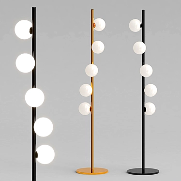 Twist PT Floor Lamp: Stylish Brass and Black Metal Lighting 3D model image 1 