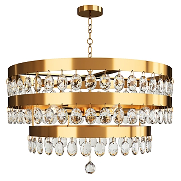 Lustrous 6-Light Antique Gold Chandelier 3D model image 1 