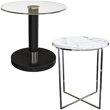 Elegant Glass Top Side Tables 3D model image 1 