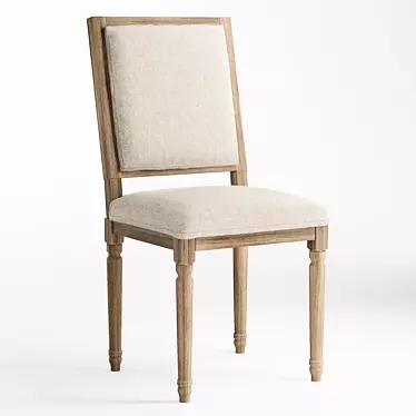 French-inspired Louis Square Desk Chair 3D model image 1 