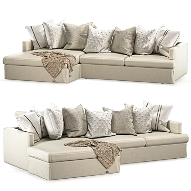 Summit Slipcovered Chaise Sectional: Ultimate Comfort and Style 3D model image 1 