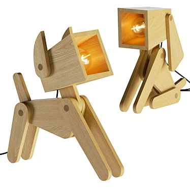 Adjustable Wooden Dog Lamp 3D model image 1 