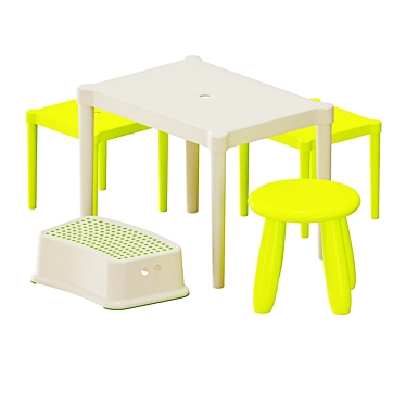 IKEA Kids Table and Chairs Set2 3D model image 1 