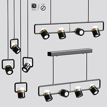 Sleek Linear Pendant Lights 3D model image 1 