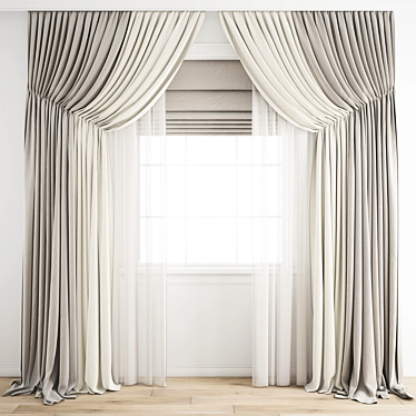 Elegant Polygonal Curtain 3D model image 1 